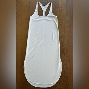 Zara Cream Textured Tank Racerback Midi Dress Side Split Sleeveless